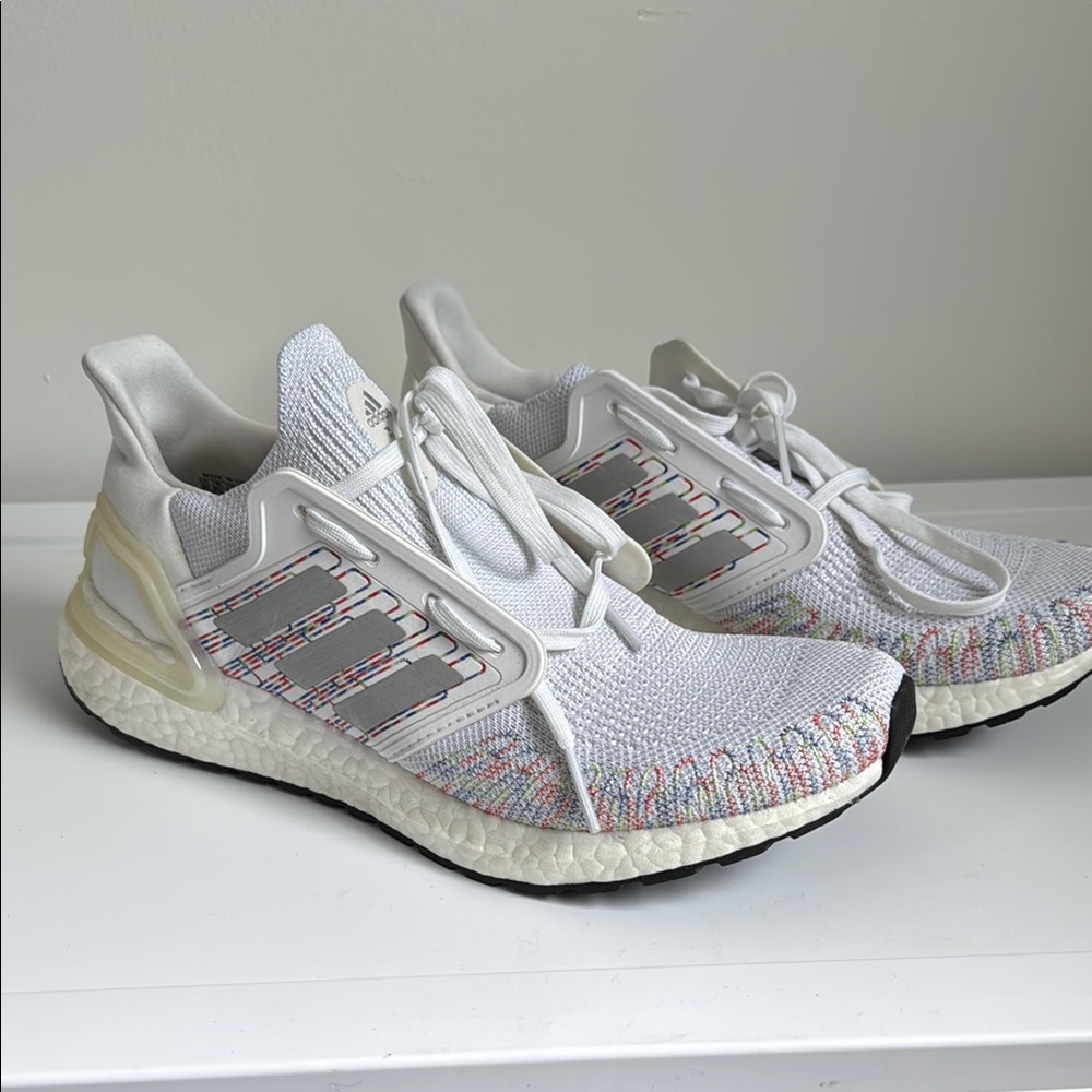 Adidas Ultraboost White and Multicolor Running Shoes
